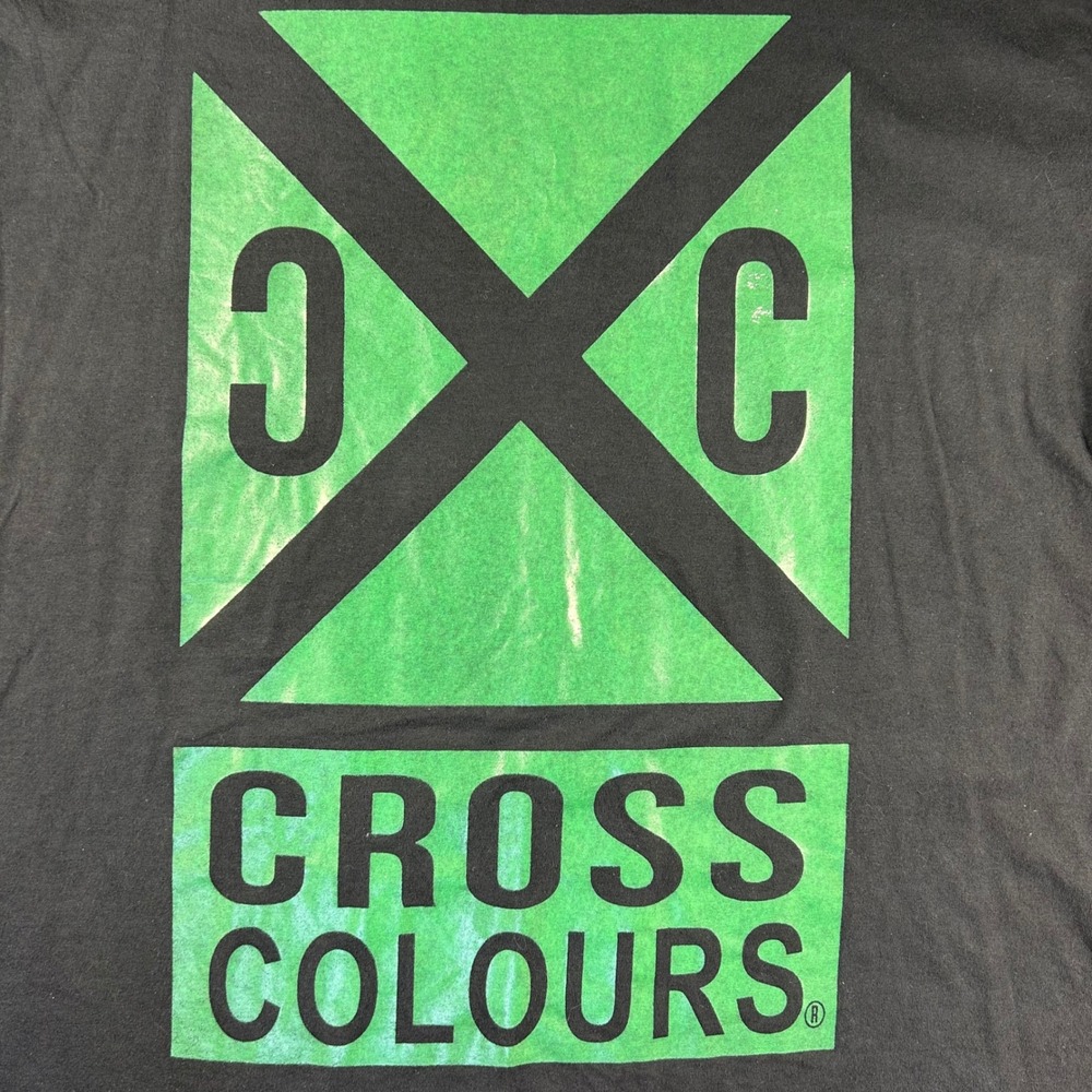 Cross Colours CXC Logo Graphic T-Shirt Mens XL Black Green Streetwear RN145421